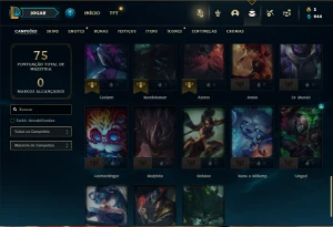 Ouro 3 com 50 Champs e 13 Skins - League of Legends LOL
