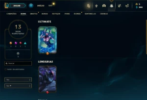 Ouro 3 com 50 Champs e 13 Skins - League of Legends LOL
