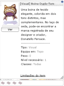 [Visual] Boina Duplo-Tom Ragnarok Latam - Menor Preço - Ragnarok Online