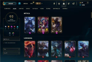 Prata 1 com 85 Champs e 92 Skins + 2 Prestigios - League of Legends LOL