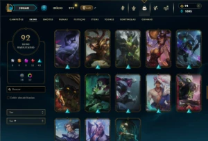 Prata 1 com 85 Champs e 92 Skins + 2 Prestigios - League of Legends LOL