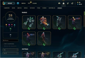 Conta ouro 4 com 114 Champs e 135 Skins + 28 Cromas - League of Legends LOL
