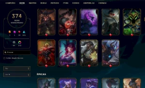 Conta Prata 3 - 374 skins - League of Legends LOL
