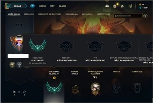 Conta platina 4 com 38 Champs e 13 Skins + 2 Fragmentos - League of Legends LOL