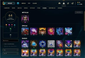 Conta platina 4 com 38 Champs e 13 Skins + 2 Fragmentos - League of Legends LOL