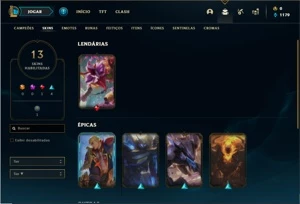 Conta platina 4 com 38 Champs e 13 Skins + 2 Fragmentos - League of Legends LOL