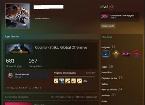 VENDO CONTA CSGO PRIME + DE 25 JOGOS - Counter Strike