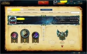 Conta League of Legends Platina V LOL