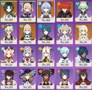 Conta ar 48  ganyu + amos / harpa e xiao com lança do passe - Genshin Impact