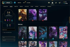 Conta ouro 4 com 63 Champs e 54 Skins + 2 Prestigios da LUX - League of Legends LOL