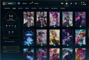 Conta ouro 4 com 63 Champs e 54 Skins + 2 Prestigios da LUX - League of Legends LOL
