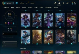 Conta ouro 4 com 63 Champs e 54 Skins + 2 Prestigios da LUX - League of Legends LOL