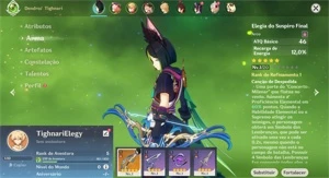 Conta Genshin Impact AR 5 com Tighnari e Elegy