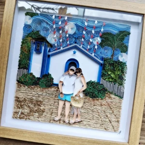 Quadro com Foto Realista em Quilling 20 x 20 cm - Artesanato e Personalizados