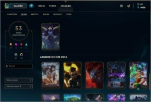 Conta Platina 4, 53 Skins, 107 Campeões e Nivel 95 Season 8! - League of Legends LOL