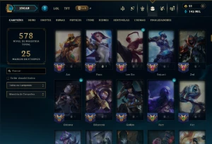Unranked com TODOS os Champs e 161 Skins ( MID / TOP / JG ) - League of Legends LOL
