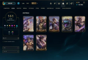 Unranked com TODOS os Champs e 161 Skins ( MID / TOP / JG ) - League of Legends LOL