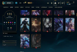 Conta Unranked com Todos os Champs e 135 Skins (TOP / MID) - League of Legends LOL