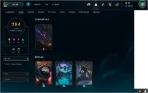 CONTA LOL 284 SKINS LVL 182 FULL CHAMPS, PLAT IV - League of Legends