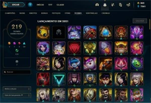 CONTA TOP DE LOL ELO MESTRE TODOS OS CHAMPIONS 200 SKINS - League of Legends