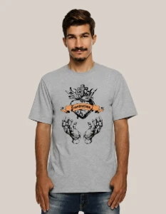 Camiseta Cinza Mescla Sagrado - Artesanato e Personalizados