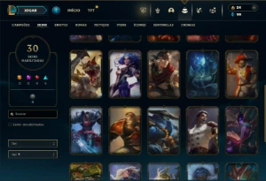 Bronze 3 com 65 Champs e 30 Skins + Honra 2 - League of Legends LOL