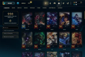 Bronze 3 com 65 Champs e 30 Skins + Honra 2 - League of Legends LOL