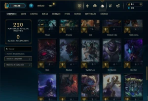 Bronze 3 com 65 Champs e 30 Skins + Honra 2 - League of Legends LOL