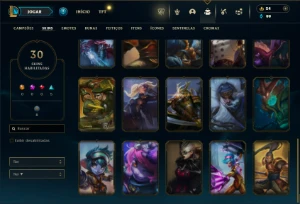 Bronze 3 com 65 Champs e 30 Skins + Honra 2 - League of Legends LOL