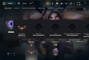 Bronze 3 com 65 Champs e 30 Skins + Honra 2 - League of Legends LOL
