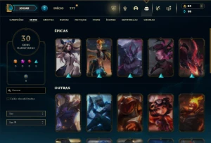 Bronze 3 com 65 Champs e 30 Skins + Honra 2 - League of Legends LOL