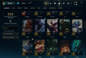 Bronze 3 com 65 Champs e 30 Skins + Honra 2 - League of Legends LOL