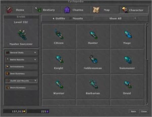 VENDO ACC TOP - MS 335 ML 94 + EK 153 Skill 105 AXE + Vários - Tibia
