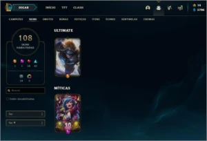 Conta League Of Legends - Platina I - 108 Skins LOL