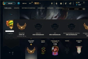 Ouro 3 com 80 Champs e 54 Skins + 1 Prestigio da MF - League of Legends LOL