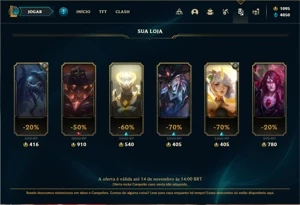 Conta prata 4 com 120 Champs e 86 Skins + 1500 RP - League of Legends LOL