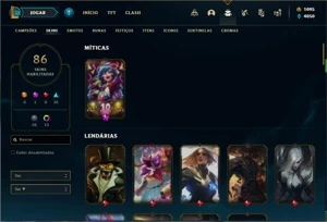 Conta prata 4 com 120 Champs e 86 Skins + 1500 RP - League of Legends LOL