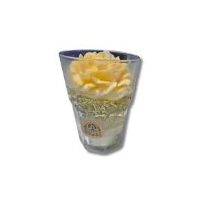 Vela em Vidro com Gel Prata e Flor de Cerejeira - Artesanato e Personalizados