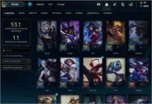 Conta de lol  lvl 207/ 75 skins/ Elo ultima season: Platina - League of Legends