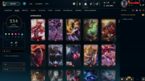 Conta de lol full acesso 234 skins, MMR Plat/Gold - League of Legends