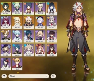 Itto, Yelan, Xiao+Lança de jade Ar32 - Genshin Impact