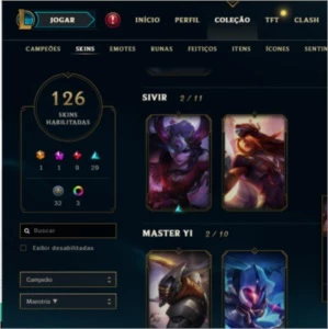 Conta lol D2, lvl 250 todos os campeões + 126 skins - League of Legends