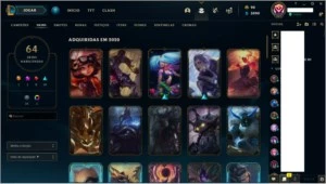 Conta LOL Level 356, 64 skins - League of Legends