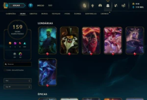 Conta LOL, Platina 4, Todos os Campeões,159 Skins,+TFT Skins - League of Legends