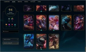 CONTA LEAGUE OF LEGENDS 94 SKINS, PRATA 5, 3 M7, 98 CAMPEÕES LOL