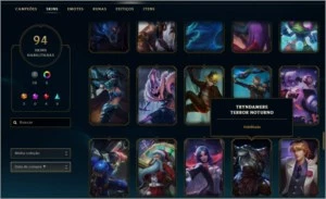 CONTA LEAGUE OF LEGENDS 94 SKINS, PRATA 5, 3 M7, 98 CAMPEÕES LOL