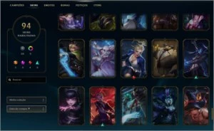 CONTA LEAGUE OF LEGENDS 94 SKINS, PRATA 5, 3 M7, 98 CAMPEÕES LOL