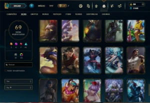 Esmeralda 4 com 100 Champs e 69 Skins + 4 Vitoriosas - League of Legends LOL