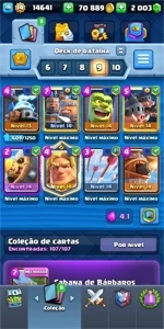 Clash conta Nv 14 Campeão Cavalheiro Dourado Nv 14 e etc - Clash Royale