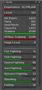 Knight Lvl 104 Pacera - Algumas addons, 400k de Gold - Tibia